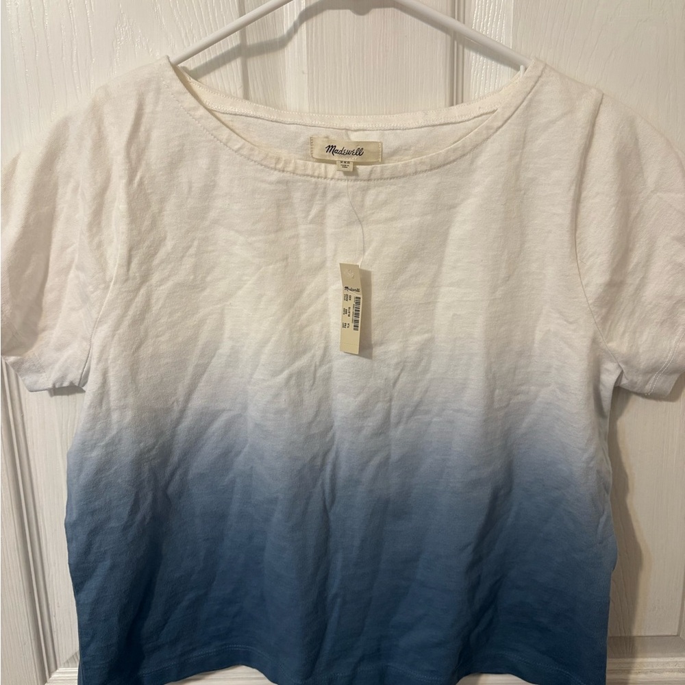 Madewell Blue and White Gradient Short Sleeve Tee